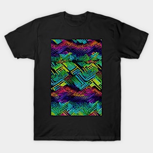 Colourful neon lines pattern T-Shirt